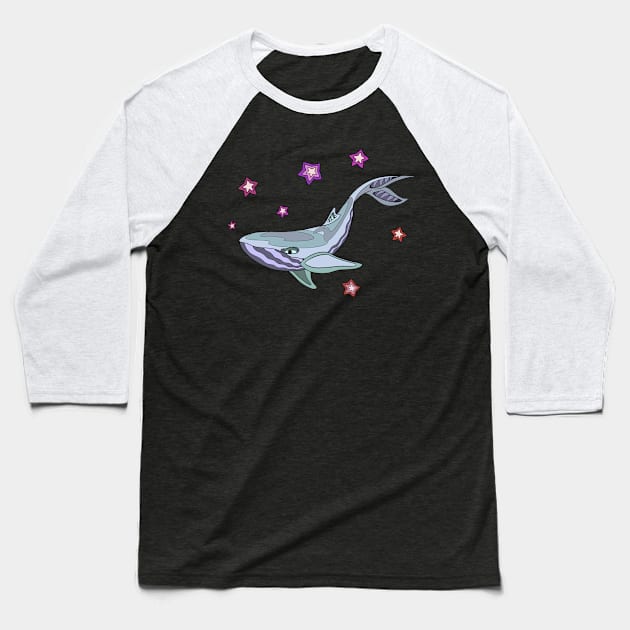 whale among the stars Baseball T-Shirt by Bagaz